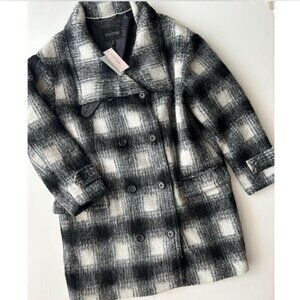 Banana Republic NWT Black and White Plaid Wool Winter Coat